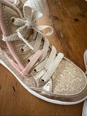 Skechers Girls Hip Hop Glitter High-Top Sneakers Gold/Pink Big Girls Size 5.5